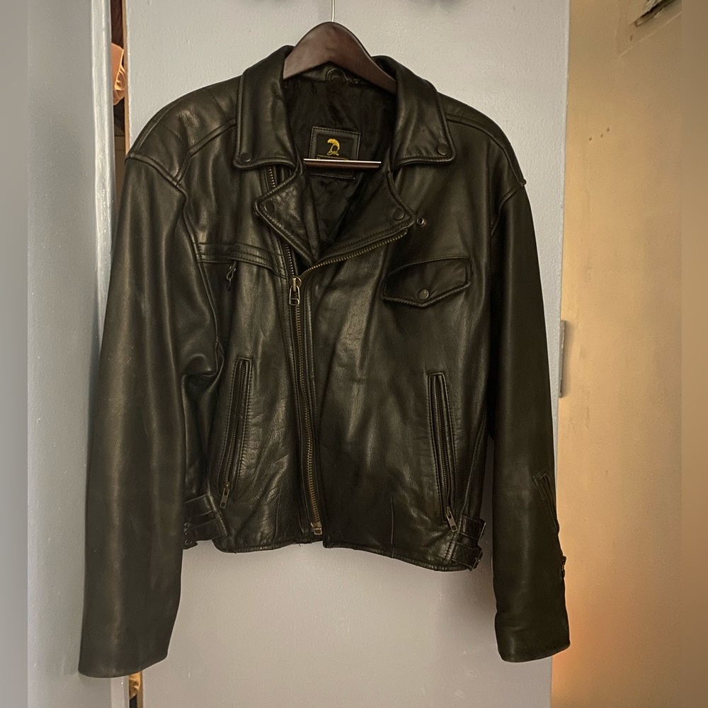 80s Vintage Neiman-Marcus Men's Asymmetric Leather Motorcycle Jacket